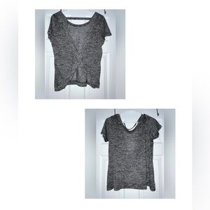 EUC BKE Women’s Black/Gray Striped Shirt with Open Back - Medium